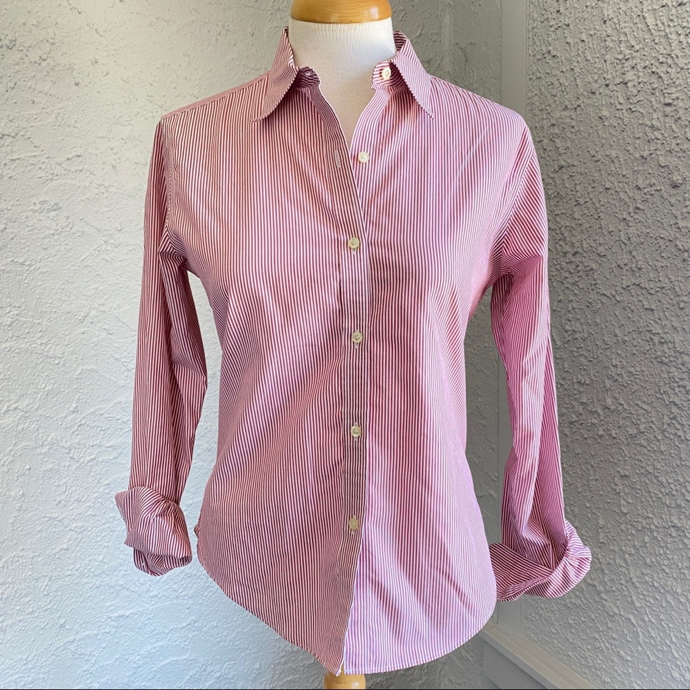 Brooks Brothers Red White Striped Non-Iron Blouse